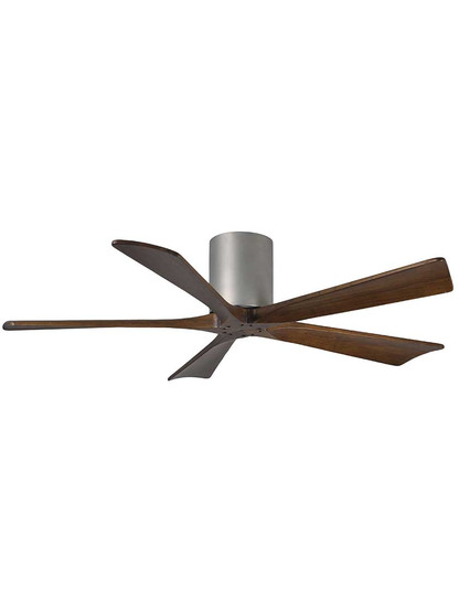 Irene 60 inch 5-Blade Flush-Mount Ceiling Fan with Solid Wood Blades in Brushed Nickel.